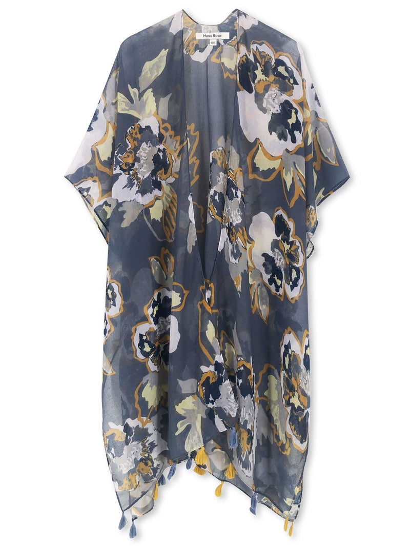 Moss Rose Women's Beach Cover up Swimsuit Kimono with Bohemian Floral Print, Loose Casual Resort Wear - Image 2